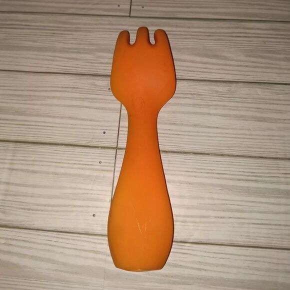 Danara Vintage Walt Disney Kids Orange Mickey Mouse Fork Squeeze Toy 8in Long - Picture 7 of 9
